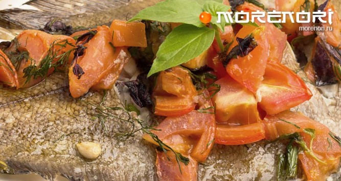 Запечённая камбала с овощами Запечённая камбала с овощами